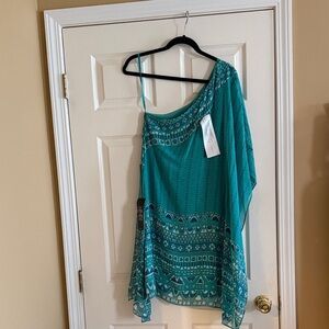 BCBGMaxAzria Teal Asymmetrical Dress